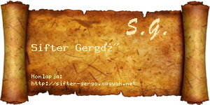 Sifter Gergő névjegykártya